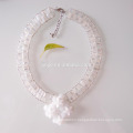 Fashion White Crystal Flower Statement Necklace